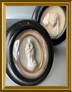 Antiek houten ovaal zwart lijstje: meerschuim, Maria, Antiek en Kunst, Antiek | Religie, Ophalen of Verzenden