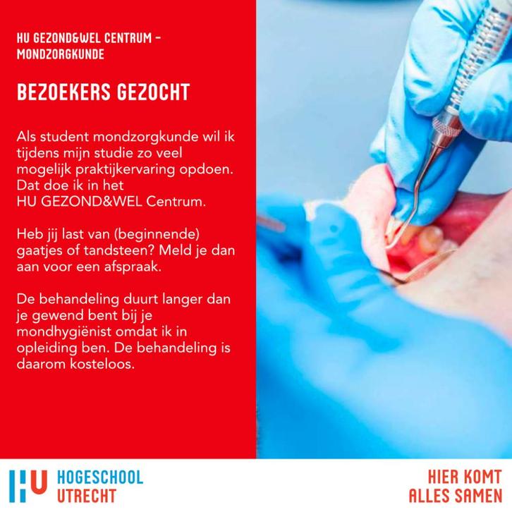 Gratis tandheelkundige behandeling bij mondzorgkunde student, Vacatures, Profielen | Student zoekt bijbaan of stage, Variabele uren