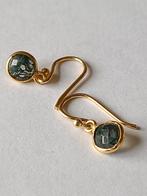 Fraaie zilver vergulde oorbellen met Mosagaath, Hangers, Verzenden, Nieuw, Met edelsteen