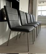 Zes zwart leder Henders & Hazel Dafur design eetkamerstoelen, Ophalen, Dafur, Zwart, Henders en Hazel