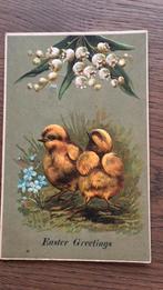 Paasgroeten. Reliëfkaart.Kuikens.Lelietjes-Van-Dalen .1908, Ophalen of Verzenden, Voor 1920, Gelopen