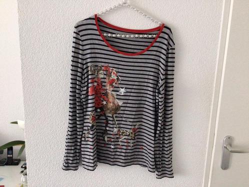Eac gesteept shirt met print en lange mouwen maat 42, Kleding | Dames, T-shirts, Zo goed als nieuw, Maat 42/44 (L), Zwart, Lange mouw
