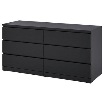 Ikea Malm ladekast met 6 lades – zwartbruin