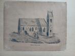 Prent steendruk kerk Sauwerdt, Antiek en Kunst, Ophalen of Verzenden