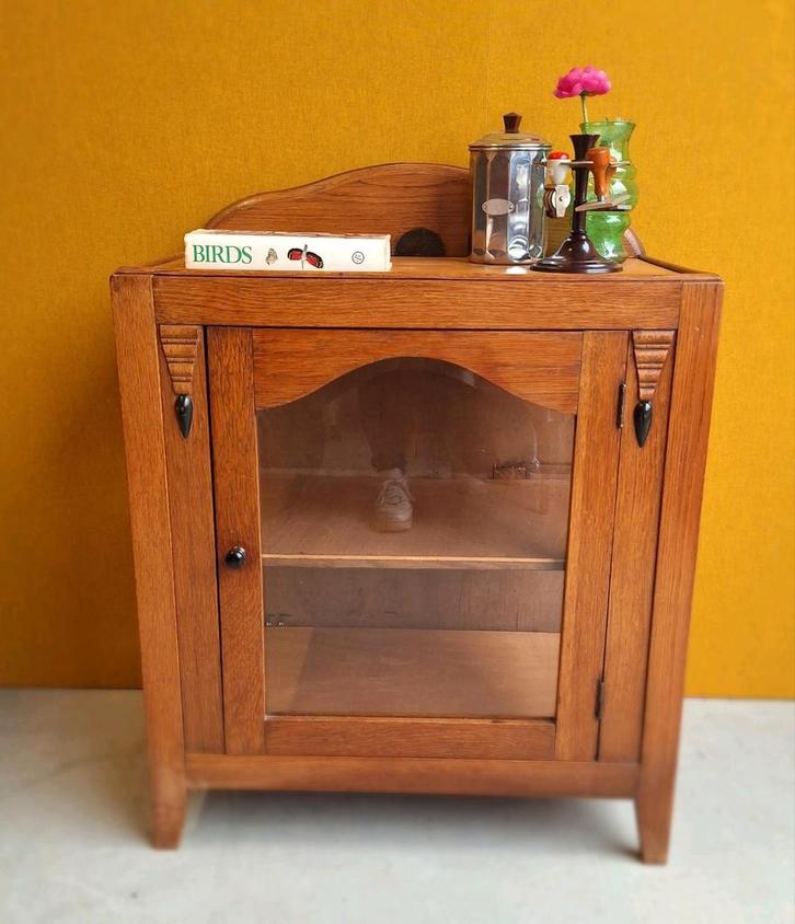 Art Deco / Amsterdamse school Theekastje, Vitrine kastje, Huis en Inrichting, Kasten | Dressoirs, Gebruikt, 50 tot 100 cm, 25 tot 50 cm