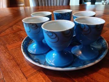 oud vintage chinees porselein eierset, eierdopje bord, bakje beschikbaar voor biedingen