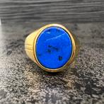 14 karaat gouden ring blauw zegelring
