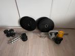 Halterset, bumperplates, kettlebells, dumbbells, Ophalen of Verzenden, Zo goed als nieuw, Halterset