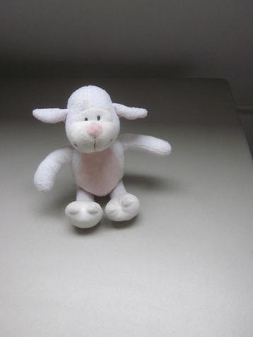 Wergona 2x wit pluche schaap lam knuffels roze buik neus beschikbaar voor biedingen
