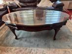 Ovale Salontafel Kersenhout/Glas, Ophalen, Gebruikt, 100 tot 150 cm, Kersenhout
