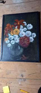 Groot schilderij dark flowers gesigneerd., Antiek en Kunst, Ophalen