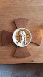 Houten kruis met afbeelding van Jezus, Ophalen of Verzenden, Beeld(je), Christendom | Katholiek