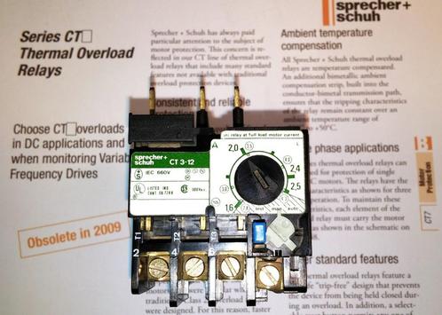 Sprecher+Schuh CT 3-12 Overload Relais Motor 1.6A 2.1A 2.5A, Doe-het-zelf en Verbouw, Elektra en Kabels, Zo goed als nieuw, Schakelaar