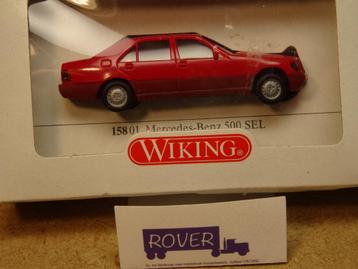 WIKING 1:87, MERCEDES 500-SEL in oude OVP, Rood, Zie Foto`s beschikbaar voor biedingen
