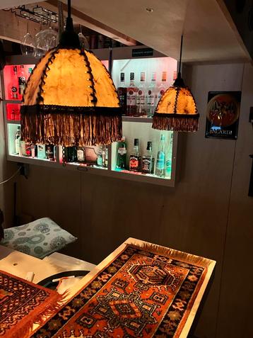 Leren Hanglamp met Franjes boven de bar set van twee beschikbaar voor biedingen