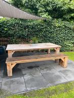 Tuintafel met bank, Ophalen, Gebruikt, Rechthoekig, Hout