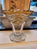 Art Deco Vaas persglas met amber rand en versiering, 1930s, Ophalen of Verzenden