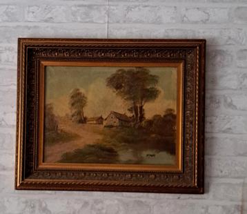 Schilderij - Landschap met boerderij beschikbaar voor biedingen