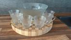 Bowl / punchschaal met 6 kopjes, Glas of Glazen, Ophalen of Verzenden, Overige stijlen, Glas