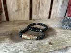 Gave armband Van Lava steen met Tibetaanse DZI bead., Overige materialen, Met edelsteen, Zwart, Nieuw