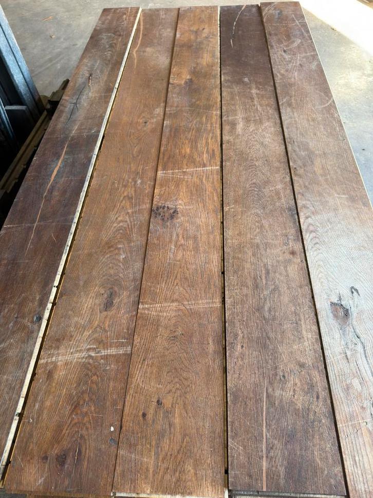 Eiken vloer 67 m2 lamelparket 18 cm breed 1,4 cm dik, Doe-het-zelf en Verbouw, Vloerdelen en Plavuizen, Gebruikt, Vloerdelen of -planken