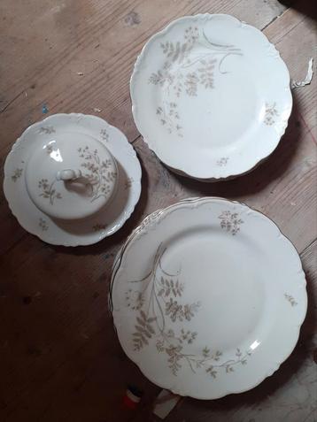 Vintage Bruin Bloem Servies beschikbaar voor biedingen