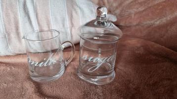 NIEUWE MILK & SUGAR SET GLAS
- 19,- EURO VASTE PRIJS  beschikbaar voor biedingen