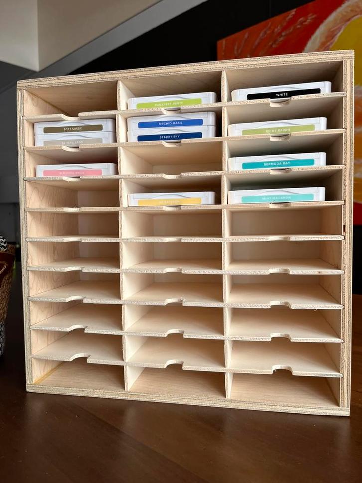 Houten inkpadopslag 30 Kallax - Hans Houtwerk - Stampin’Up, Hobby en Vrije tijd, Kaarten | Zelf maken, Nieuw, Overige typen, Overige thema's