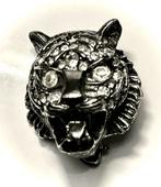 Vintage Tijgerkop Broche, Sieraden, Tassen en Uiterlijk, Broches, Ophalen of Verzenden, Zo goed als nieuw, Zilver, Overige materialen