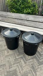 Vuilnis/opslagbakken 80L zwart met deksel, Ophalen of Verzenden, Gebruikt, Metaal, Minder dan 50 cm