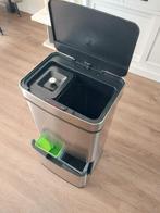 Mooie RVS prullenbak met automatisch deksel, Ophalen, 50 tot 75 cm, 40 liter of meer, Zo goed als nieuw