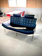 Zwartleren Leolux Volare bank, Ophalen, Tweepersoons, Zo goed als nieuw, Leer