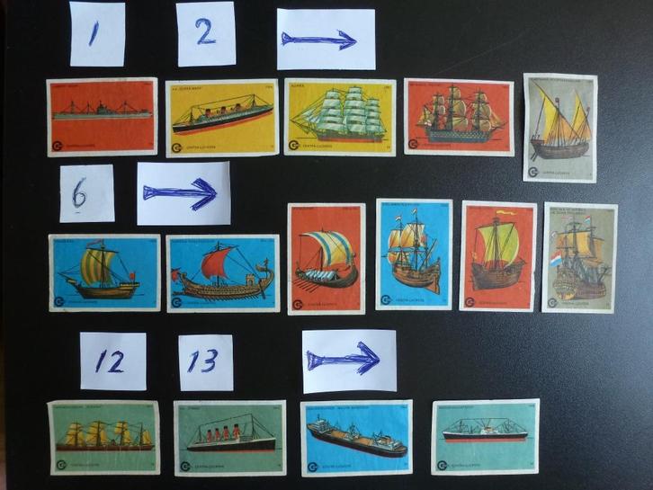 Lucifermerken. Oude boten en schepen., Verzamelen, Rookartikelen, Aanstekers en Luciferdoosjes, Gebruikt, Luciferdoosjes of -merken