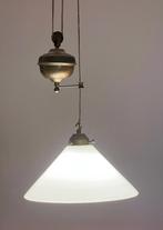 Verstelbare hanglamp met witte kap, Huis en Inrichting, Lampen | Hanglampen, Gebruikt, Ophalen of Verzenden, 50 tot 75 cm, Nostalgisch
