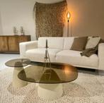 design salontafel set rookglas beige ivoor NIEUW VOORRAAD, 100 tot 150 cm, Rond, Nieuw, Glas