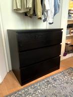 MALM Ladekast 3 lades, zwartbruin,  (Chest of 3 drawers), Ophalen, Gebruikt, 50 tot 100 cm, Minder dan 100 cm