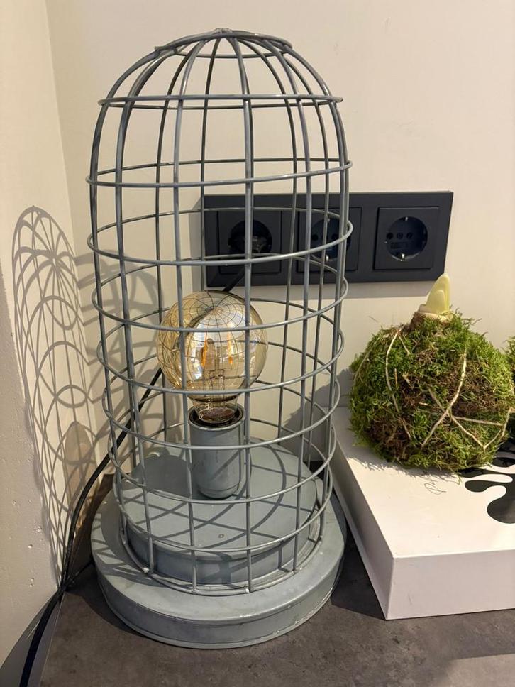 Vintage Metalen Kooi Lamp, Huis en Inrichting, Lampen | Vloerlampen, Zo goed als nieuw, Minder dan 100 cm, Metaal, Ophalen
