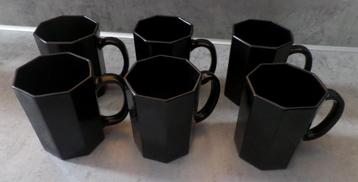 Koffiebekers 6x zwart beschikbaar voor biedingen