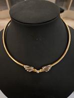 14 karaats gouden bicolor spang collier met Diamant, Ophalen of Verzenden, Zo goed als nieuw, Met edelsteen, Goud