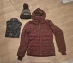 Skijas donkerrood + skipully, Kleding | Dames, Wintersportkleding, Verzenden, Zo goed als nieuw, Jack