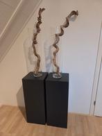 Twee houten zuilen. In- of exclusief vazen en takken., Ophalen, Gebruikt