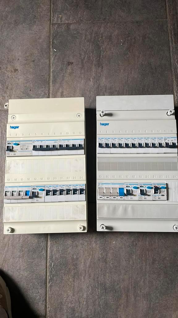 HAGER 3 fase groepenkast met krachtstroom of kookgroep, Doe-het-zelf en Verbouw, Elektra en Kabels, Gebruikt, Overige typen, Ophalen of Verzenden