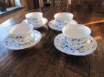 Vier antieke indisch Blau teekopjes met schoteltjes Saks, Verzenden