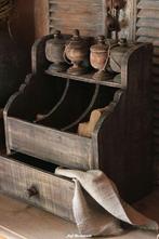 Gruttersbak vintage black met lade, Huis en Inrichting, Www.jufbrocante.nl, Www.jufbrocante.nl, Nieuw, Ophalen of Verzenden