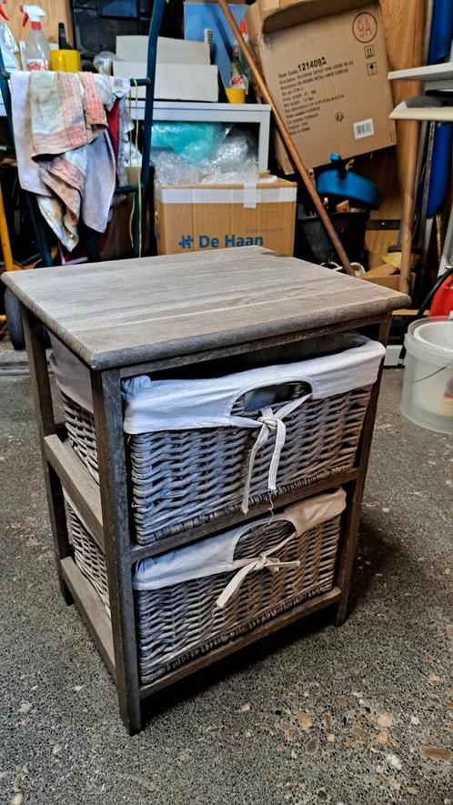 Ladekastje met rieten mandjes - 40x33x54 cm, Huis en Inrichting, Kasten | Ladekasten, Gebruikt, Overige houtsoorten, Overige materialen