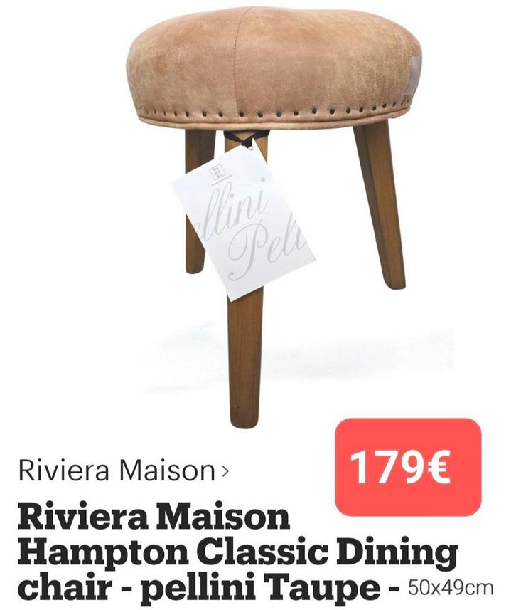 Rivièra maison classic dinning chair pellini leather, Huis en Inrichting, Stoelen, Nieuw, Eén, Zwart, Ophalen of Verzenden