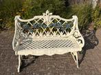Brocante gietalumium tuinbankje gedecoreerd met wijndruiven., Ophalen, Gebruikt, Aluminium