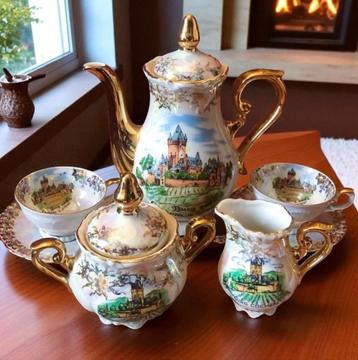 Gemerkt oude mokka servies set koffie theeservies Bavaria -  beschikbaar voor biedingen
