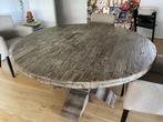 Robuuste ronde eiken tafel met prachtige poot, Huis en Inrichting, Tafels | Eettafels, Ophalen, Gebruikt, 150 tot 200 cm, Vijf personen of meer