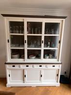 Robuuste vitrinekast dressoir buffetkast wit - donker eiken, Huis en Inrichting, Ophalen, 200 cm of meer, 150 tot 200 cm, Zo goed als nieuw